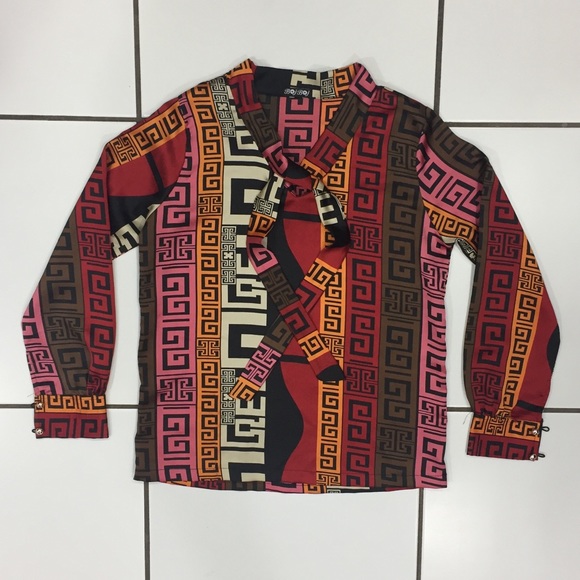 NWOT Boj Boj Multicolor Pattern Satin Like Blouse - Picture 2 of 6